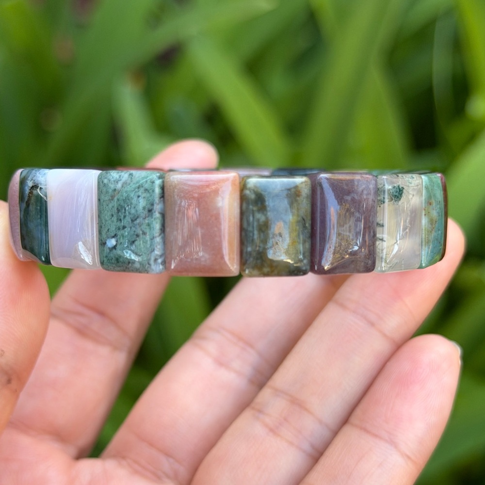 Stretchable Multicolor Moss Agate Soft Bangle 0789 - image 4